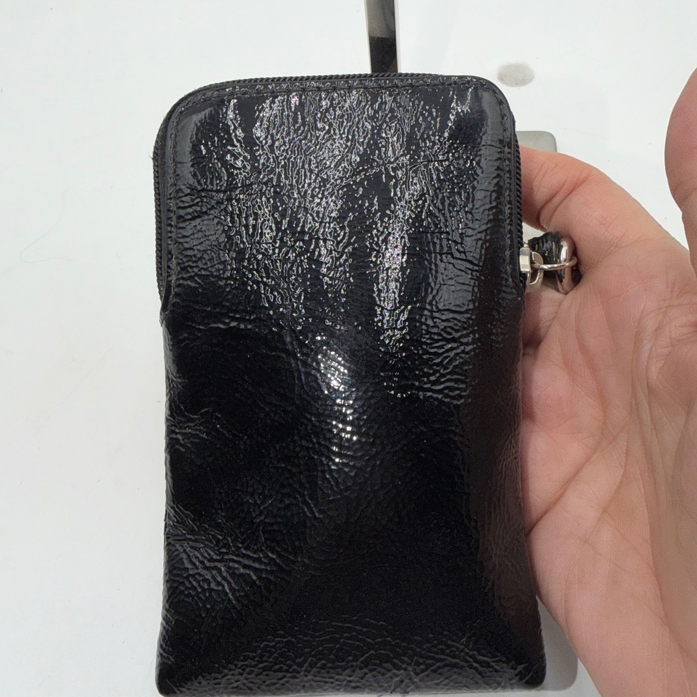 Coach Black Patent Leather Wristlet Phone Wallet Pouch Bag Charm - Picture 5 of 9